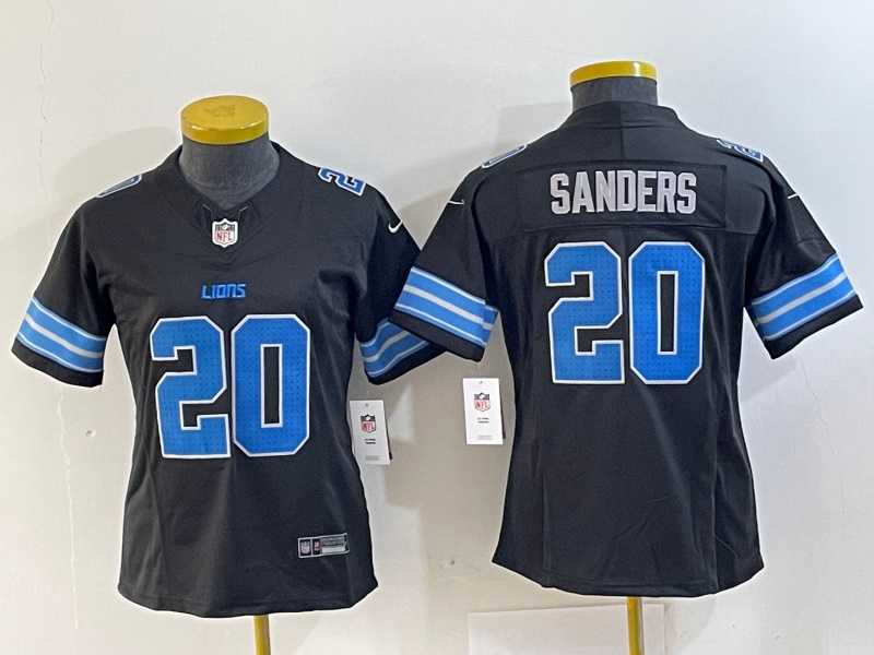 Women%27s Detroit Lions #20 Barry Sanders Black 2024 F.U.S.E. 2nd Alternate Vapor Limited Stitched Jersey